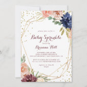 Invitation Géométrique Rustique Gold Calligraphie Bébé Sprink (Devant)