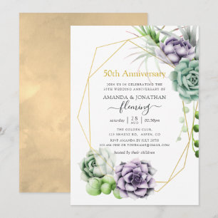 Invitation Géométrique Succulent 50e Anniversaire de Mariage