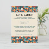 Invitation Géométrique Teal & Orange de milieu de siècle | Su (Debout devant)