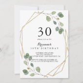 Invitation Géométrique Verdure Eucalyptus 30e fête d'annivers (Devant)