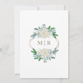 Invitation Géométrique Vert or Vert & Blanc Roses Rustiques (Dos)