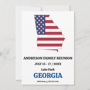 Invitation Georgia Family Reunion 🇺 🇸 USA State Map Indicat