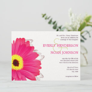 Invitation Gerber Daisy Mariage rose Floral