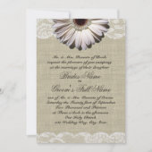 Invitation Gerbera Daisy et Lace Country Burlap Mariage (Devant)