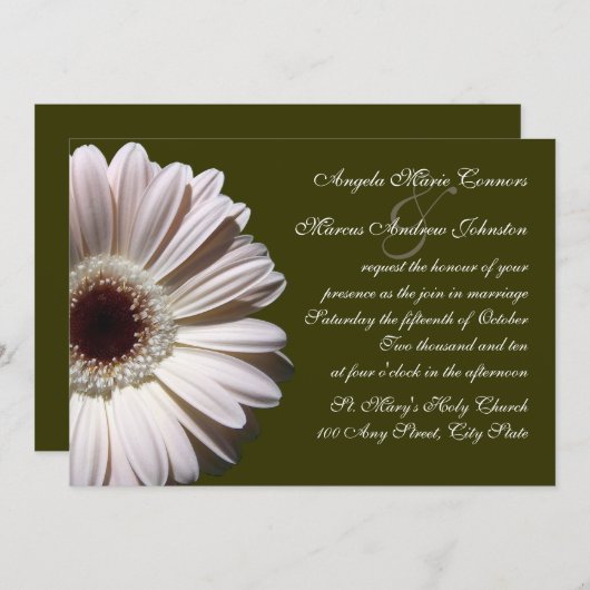 Invitation Gerbera Daisy Mariage (Devant / Derrière)