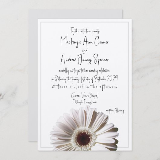 Invitation Gerbera Daisy Mariage (Devant / Derrière)