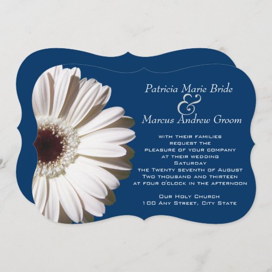 Invitation Gerbera Daisy Mariage (Devant / Derrière)