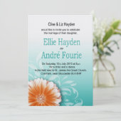 Invitation Gerbera Daisy Orange Aqua Soirée seulement (Debout devant)