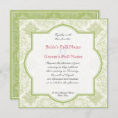 Invitation Gerbera Daisy Pink Green Quatrefoil Mariage Invite (Devant / Derrière)