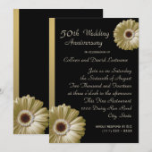 Invitation Gérbera doré Marguerite 50e anniversaire (Devant / Derrière)