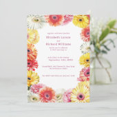Invitation Gerbera Floral coloré Mariage d'aquarelle (Debout devant)