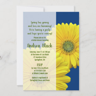 Invitation Gerbera Jaune Daisy Marine Nuptiale Douche Invitat