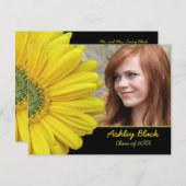 Invitation Gerbera Jaune Fleur de marguerite Photo Graduation (Devant / Derrière)