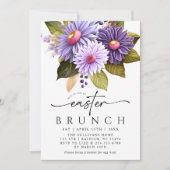 Invitation Gerbera Lilac Floral Brunch de Pâques (Devant)