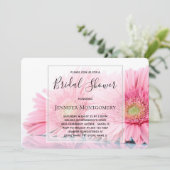 Invitation Gerbera Rose Daisies Élégante Fête des mariées pho (Debout devant)