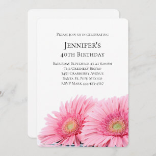 Invitation Gerbera Rose Daisies Élégante Photo Anniversaire