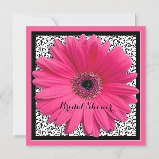 Invitation Gerbera Rose Daisy Black Bridal Showeuse Invitatio (Devant)