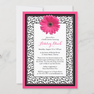 Invitation Gerbera rose Daisy Floral Bridal Showboat Invitati