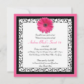 Invitation Gerbera rose Daisy Sweet 16 Anniversaire Invitatio (Dos)