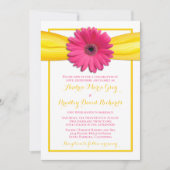 Invitation Gerbera rose Fleur Fleur Jaune Mariage de ruban (Devant)