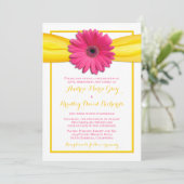 Invitation Gerbera rose Fleur Fleur Jaune Mariage de ruban (Debout devant)