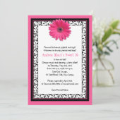 Invitation Gerbera rose Floral Sweet 16 Anniversaire Invitati (Debout devant)