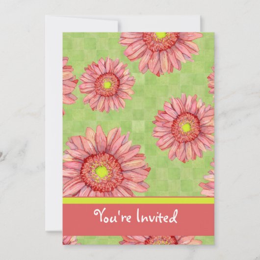 Invitation Gerbera Rose & Lime Daisies Fleur de marais (Devant)