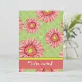 Invitation Gerbera Rose & Lime Daisies Fleur de marais (Debout devant)