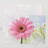 Invitation gerbera rose pour toute occasion (Devant / Derrière)