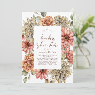 Invitation Gerbera rouge et Baby shower Dahlia blanc
