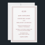 Invitation Gertrude Bourgogne Vin Classique Mariage élégant<br><div class="desc">Vin de style classique / faire-part de mariage bordeaux avec un design simple et minimal avec votre monogramme en haut et vos détails de l'événement entouré d'une double bordure. Les fontes alternent entre un script élégant, une fonte serif traditionnelle et minimaliste sans serif. Le dos contient vos informations d'invité ainsi...</div>