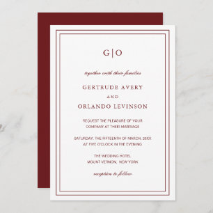 Invitation Gertrude Bourgogne Vin Classique Mariage élégant