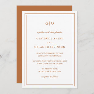 Invitation Gertrude Burnt Orange Classique Mariage Élégant