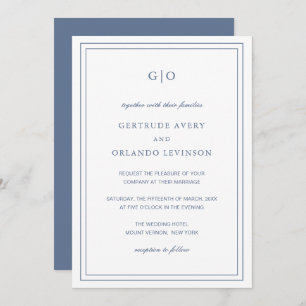Invitation Gertrude Dusty Bleu Classique Mariage élégant