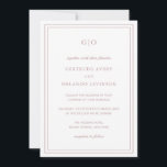 Invitation Gertrude Dusty Rose Classique Mariage élégant<br><div class="desc">Faire-part de mariage de style classique, rose et poussiéreux, avec un design simple et minimal avec votre monogramme en haut et vos détails d'événement entourés d'une double bordure. Les fontes alternent entre un script élégant, une fonte serif traditionnelle et minimaliste sans serif. Le dos contient vos informations d'invité ainsi qu'un...</div>
