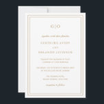 Invitation Gertrude Gold Classic Mariage élégant<br><div class="desc">Faire-part de mariage en faux or de style classique avec un design simple et minimal avec votre monogramme en haut et vos détails de l'événement entouré d'une double bordure. Les fontes alternent entre un script élégant, une fonte serif traditionnelle et minimaliste sans serif. Le dos contient vos informations d'invité ainsi...</div>