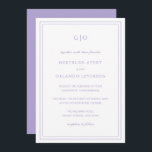Invitation Gertrude Lavender Classique Mariage Élégant<br><div class="desc">Faire-part de mariage de lavande violette de style classique avec un design simple et minimal avec votre monogramme en haut et vos détails de l'événement entouré d'une double bordure. Les fontes alternent entre un script élégant, une fonte serif traditionnelle et minimaliste sans serif. Cette invitation est idéale pour un mariage...</div>