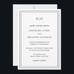 Invitation Gertrude Noir et Blanc Classique Mariage élégant<br><div class="desc">Tout en noir et blanc classique, le tout dans une faire-part de mariage avec un design simple et minimal avec votre monogramme en haut et vos détails de l'événement entouré d'une double bordure. Les fontes alternent entre un script élégant, une fonte serif traditionnelle et minimaliste sans serif. Le dos contient...</div>