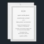 Invitation Gertrude Noir et Blanc Classique Mariage élégant<br><div class="desc">Tout en noir et blanc classique, le tout dans une faire-part de mariage avec un design simple et minimal avec votre monogramme en haut et vos détails de l'événement entouré d'une double bordure. Les fontes alternent entre un script élégant, une fonte serif traditionnelle et minimaliste sans serif. Le dos contient...</div>