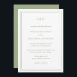 Invitation Gertrude Sage Green Classic Mariage élégant<br><div class="desc">Faire-part de mariage vert sauge de style classique avec un design simple et minimal avec votre monogramme en haut et vos détails de l'événement entouré d'une double bordure. Les fontes alternent entre un script élégant, une fonte serif traditionnelle et minimaliste sans serif. Cette invitation est idéale pour un mariage officiel....</div>