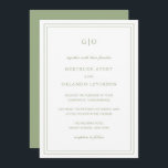 Invitation Gertrude Sage Green Classic Mariage élégant<br><div class="desc">Faire-part de mariage vert sauge de style classique avec un design simple et minimal avec votre monogramme en haut et vos détails de l'événement entouré d'une double bordure. Les fontes alternent entre un script élégant, une fonte serif traditionnelle et minimaliste sans serif. Cette invitation est idéale pour un mariage officiel....</div>