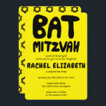 Invitation Gestion super Bat mitzvah personnalisé Étoiles en<br><div class="desc">Carte parfaite pour annoncer un bat mitzvah ! L'art à la main pour vous avec le lettrage à l'avant et un motif à l'arrière ! ENTIÈREMENT PERSONNALISABLE ! Cliquez sur "Personnaliser" ci-dessus pour modifier le texte. Cliquez sur "modifier à l'aide de l'outil de conception" pour ajuster les polices, les couleurs...</div>
