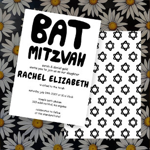 Invitation Gestion super Bat mitzvah personnalisé Étoiles en 