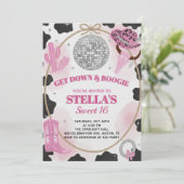 Invitation Get Down & Boogie Disco Cowgirl Sweet 16 Birthday (Debout devant)