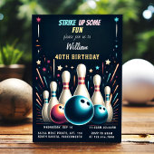Invitation Get Neon Boy Kids Team Event Bowling 40e anniversa