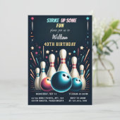 Invitation Get Neon Boy Kids Team Event Bowling 40e anniversa (Debout devant)