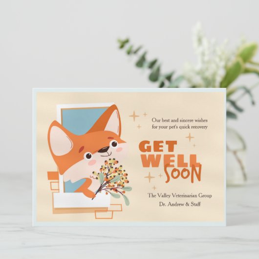 Invitation Get Well Soon Little Fox Card (Debout devant)