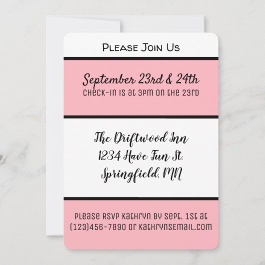 Invitation Getaway filles (Dos)