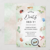 Invitation Getting Down & Dirty 3rd Birthday Farm Mud Party  (Devant / Derrière)