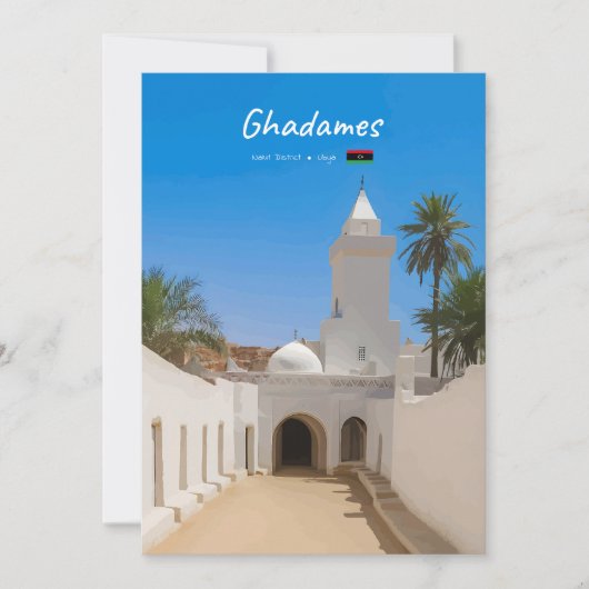 Invitation Ghadames, Libye - Mosquée Blanche (Devant)